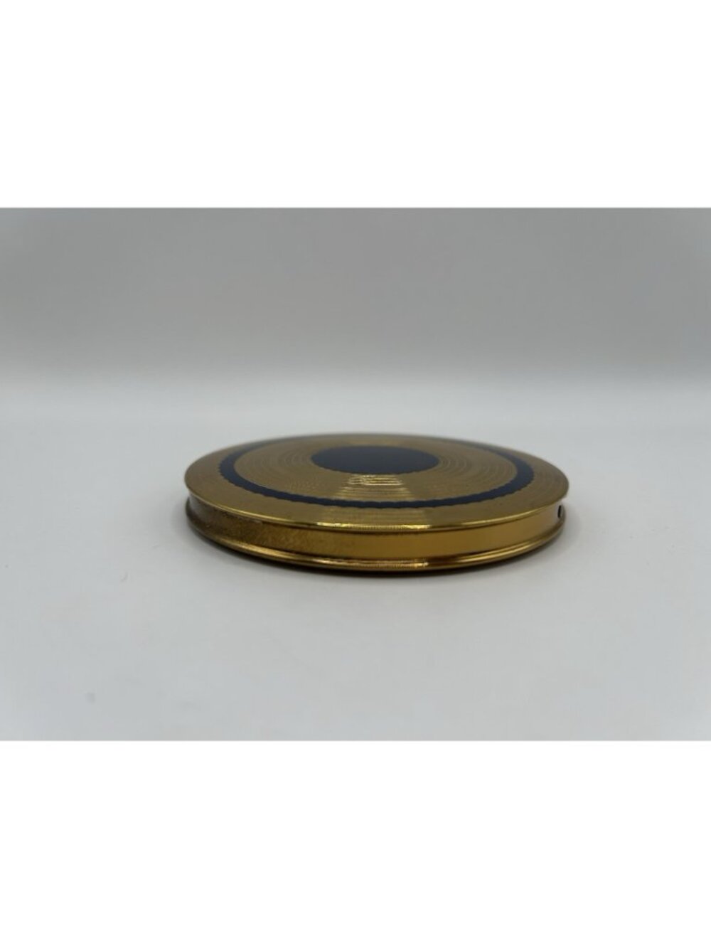 Vintage Powder Compact Rex Fifth Avenue Blue Enamel Gold 1940s Puff Flapjack - Picture 7 of 13